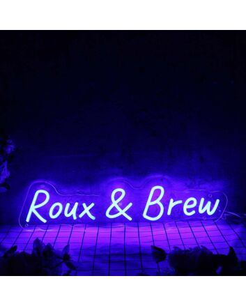 Roux And Brew Blue Neon Sign