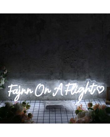 Fajnn On A Flight White Neon Sign
