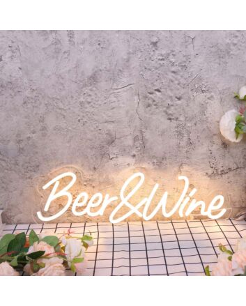Beer And Wine Yellow Neon Sign
