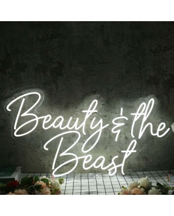Beauty And The Beast White Neon Sign