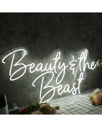 Beauty And The Beast White Neon Sign
