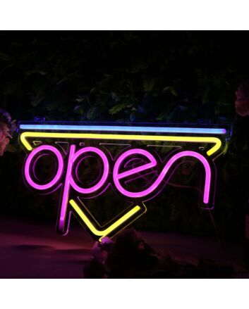 Open With Inverted Triangle Neon Sign