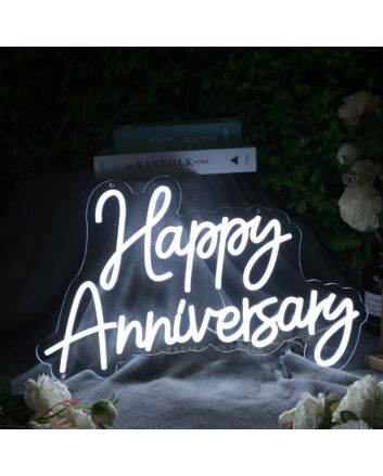 Happy Anniversary White Neon Sign