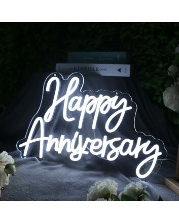 Happy Anniversary White Neon Sign