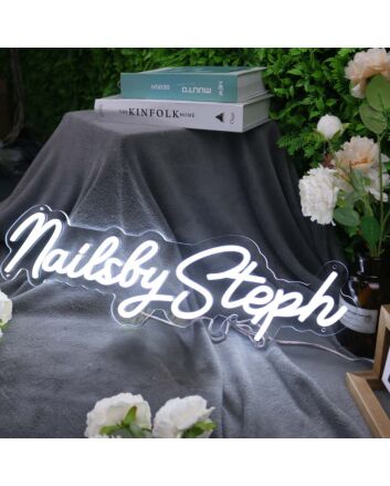 Nails By Steph White Neon Sign