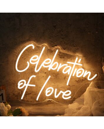 Celebration Of Love Yellow Neon Sign