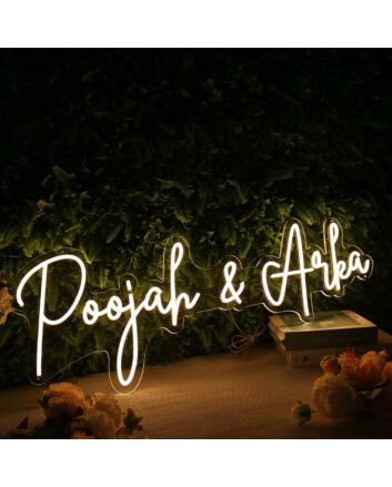 Poojah And Arka Yellow Neon Sign
