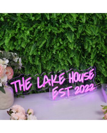 The Lake House EST 2022 Pink Neon Sign