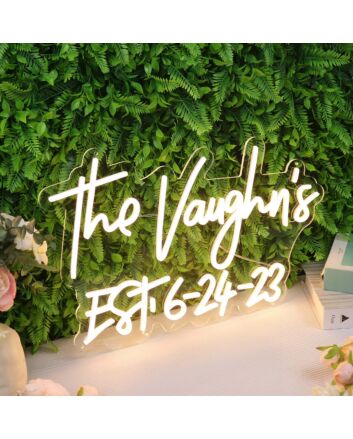 The Vaughns EST 6-24-23 Yellow Neon Sign