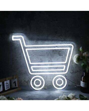 Shopping Cart White Neon Sign
