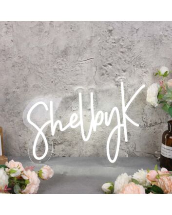 Shelby K White Neon Sign
