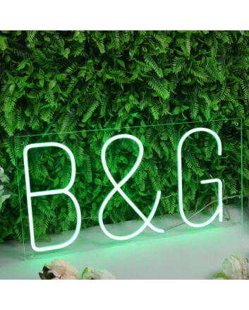 B And G Green Neon Sign