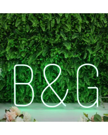 B And G Green Neon Sign