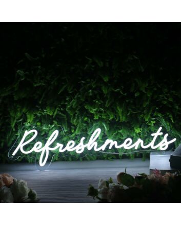 Refreshments White Neon Sign