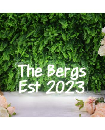 The Bergs Est 2023 White Neon Sign