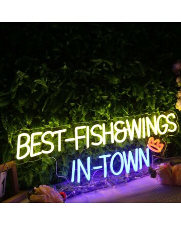 Best Fish And Wings In Town Neon Sign