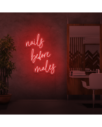 Nails before men neon sign