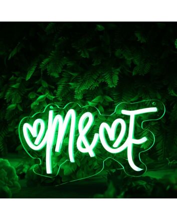 M And F Green Neon Sign