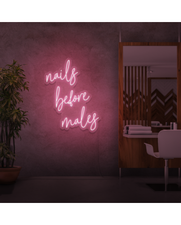 Nails before men neon sign