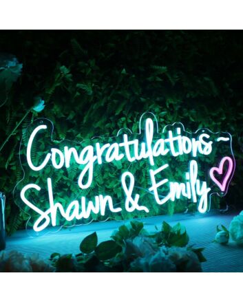 Congratulations Shawn And Emily Blue Neon Sign