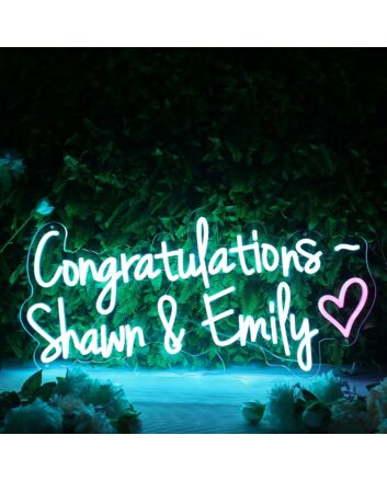 Congratulations Shawn And Emily Blue Neon Sign