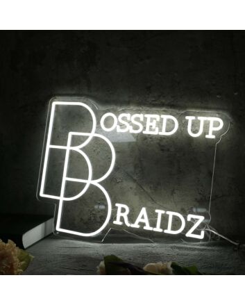 Bossed Up Braidz White Neon Sign