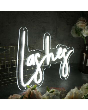 Lashes White LED Neon Sign