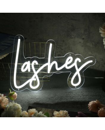Lashes White LED Neon Sign