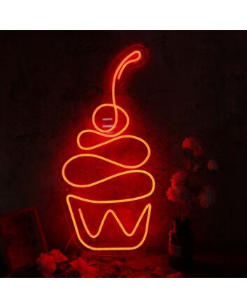 Aesthetic Cup Cake Red Neon Sign