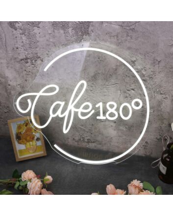 Cafe 180 Custom White Neon Sign
