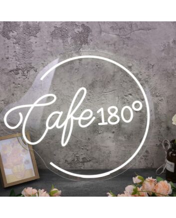 Cafe 180 Custom White Neon Sign