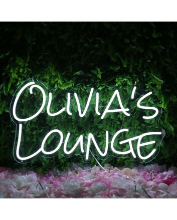 Olivias Lounge White Neon Sign
