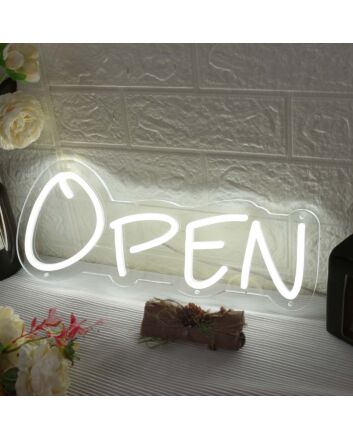 White Open Neon Sign