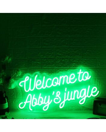 Welcome to Abbys Jungle Green Neon Sign