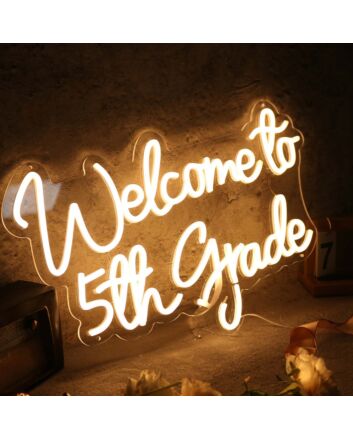 Welcome To 5th Grade Yellow Neon Sign