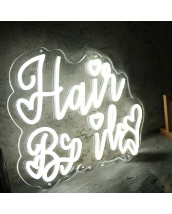 Hair Braids White Neon Sign