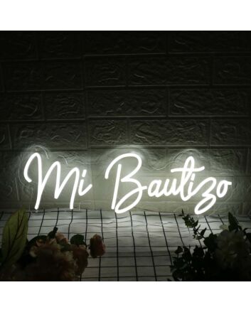 Mi Bautizo White Neon Sign