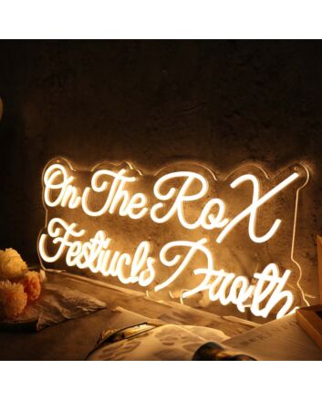 On The Rox Festival Booth Yellow Neon Sign