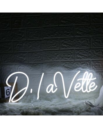 D Lavette White Neon Sign