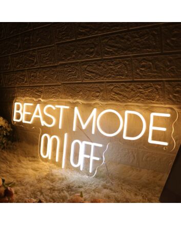 Beast Mode On Off Yellow Neon Sign