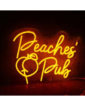 Peaches Pub Orange Neon Sign