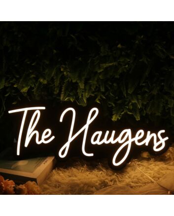 The Haugens White Neon Sign