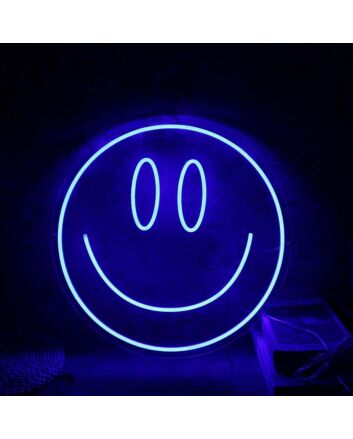 Smiley Face Blue Neon Sign