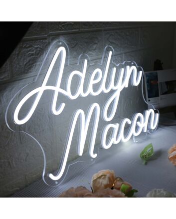 Adelyn Macon White Neon Sign