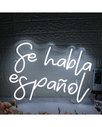 Se Habla Espanol White Neon Sign