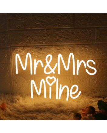 Mr And Mrs Milne Yellow Neon Sign