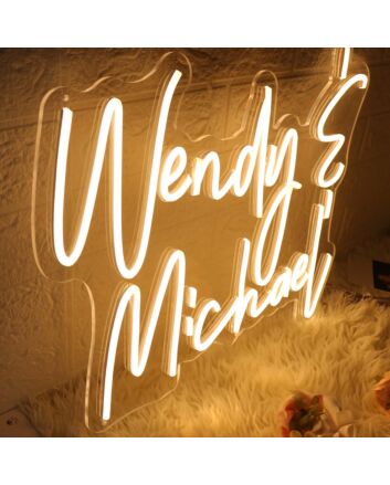 Wendy And Michael Yellow Neon Sign