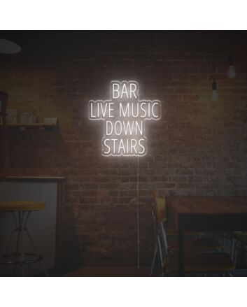 Bar Live Music Down Stairs LED Neon Sign