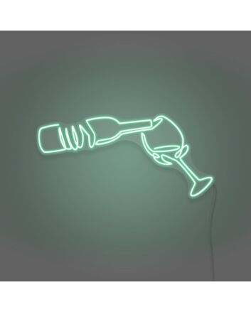 Wine Poured To Glass Neon Lights