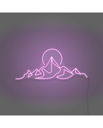 Moon over the mountains neon sign